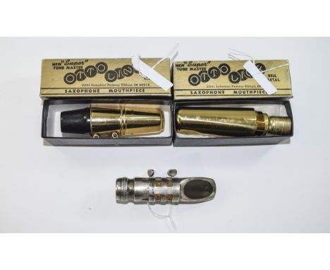 Collection Of 3 Vintage Saxophone Mouthpieces including boxed Otto Link Super Tone Master Soprano facing no. 5, boxed Otto Li