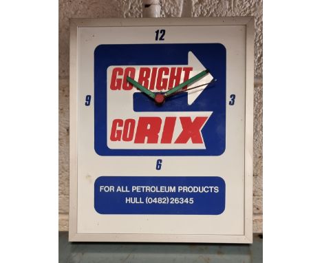 A Rix Petroleum plastic wall advertising clock. 17 x 22cm 