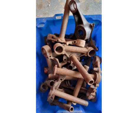 A box of fork yokes, mainly smaller cc Japanese 