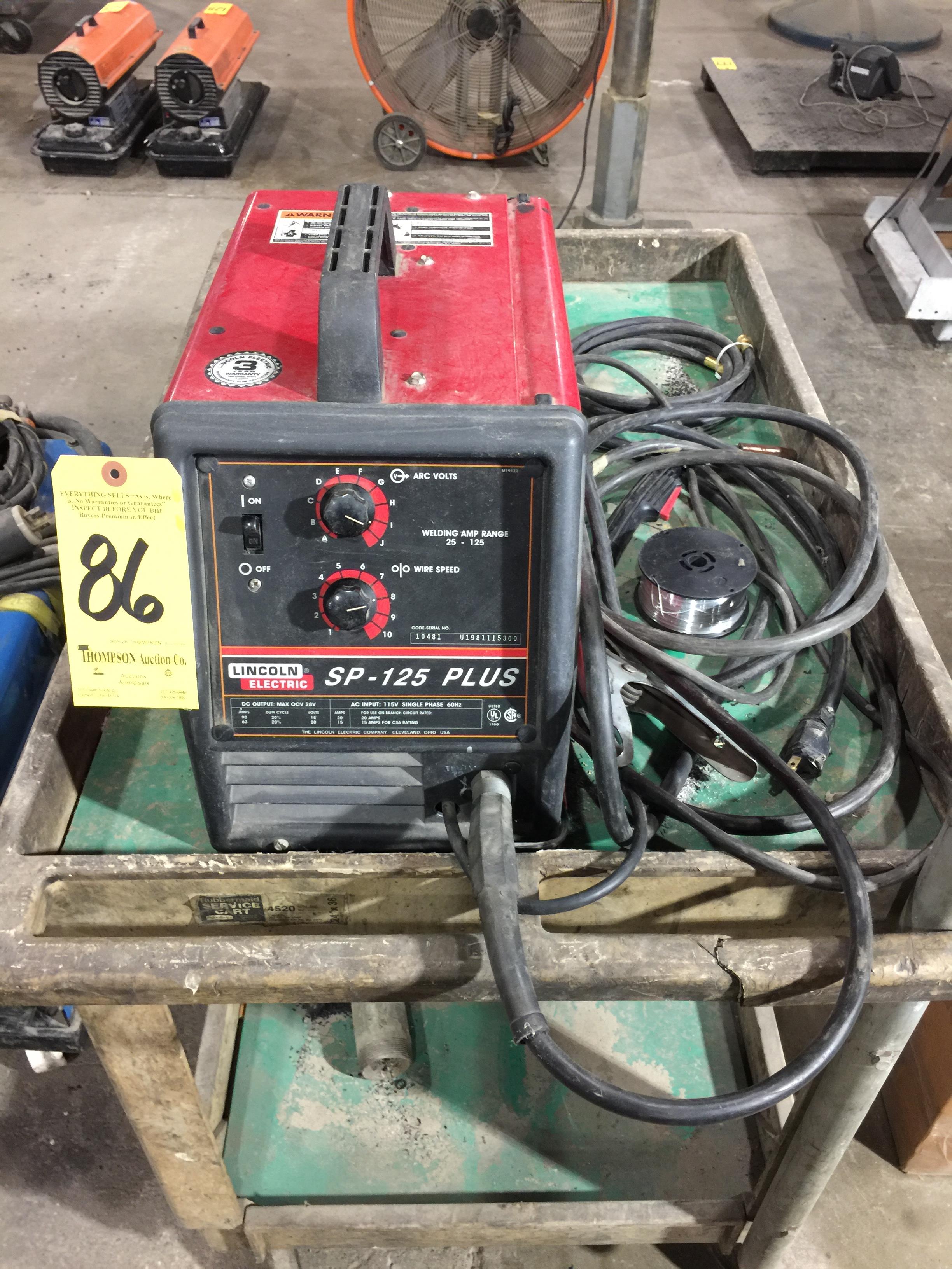 Lincoln SP125 Plus MIG Welder with Cart, 115V Single phase