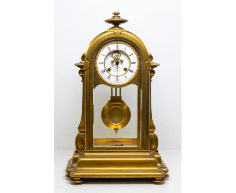 A late 19th century French gilt metal mantel clock, by Le Roy &amp; Fils, Galerie Montpensier 13-15 Paris, 296 Regent Street 