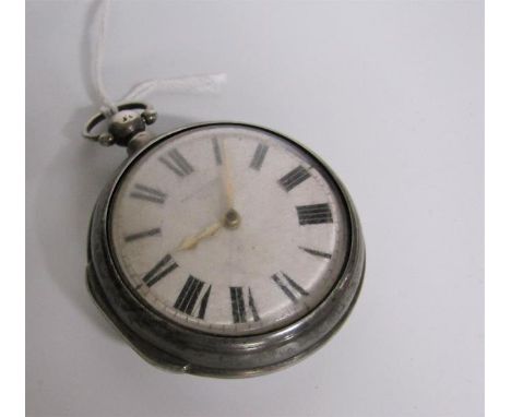 A mid 19c English pair case verge pocket watch, the movement signed Ballard Cranbrook and the white enamel dial inscribed Obe