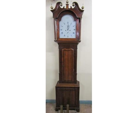 A late 18c 8 day longcase clock the 30.5cm arched painted dial signed Hampston Prince and Cattles , York.  the dial is plain 