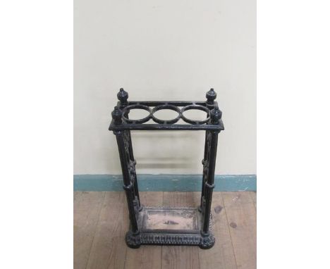 A Victorian cast iron stick stand 32cms w x 58cms h. 