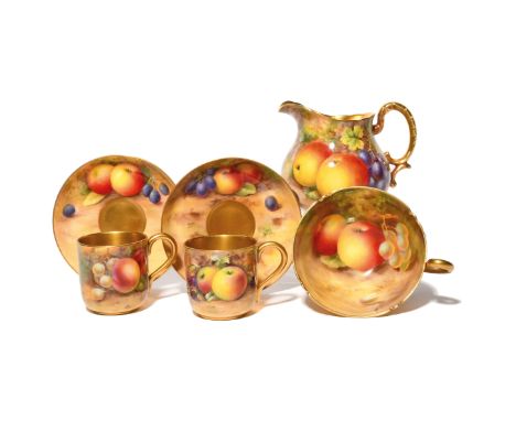 A small group of Royal Worcester teawares  date codes for 1921, 1926, 1930, 1931 and later, comprising two coffee cups and sa