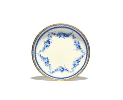 A Sèvres saucer (soucoupe) c.1770, painted possibly by Jean-Charles Sioux l'aîné in overglaze blue enamel with flower garland