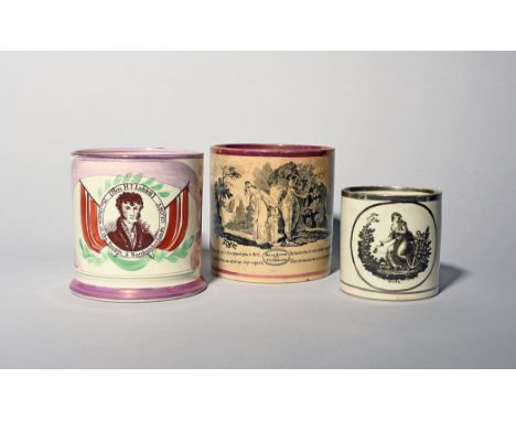 A commemorative lustre mug for the 1826 General Election in Alnwick  c.1826, printed with a portrait of Henry Thomas Liddell,