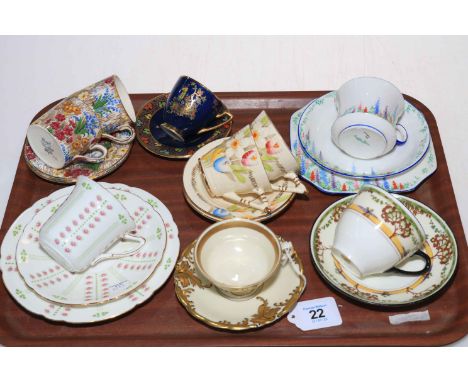 Collection of cabinet cups, saucers and trio's including Doulton, Carlton, Shelley, Royal Winton, etc.