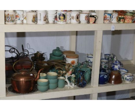 Collection of Victorian porcelain, Chinese prunus ginger jar, Denby, metalwares, Corona typewriter, etc.