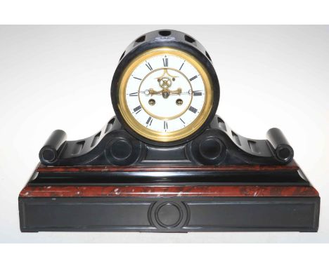 Victorian slate mantel clock, 50cm by 32cm.
