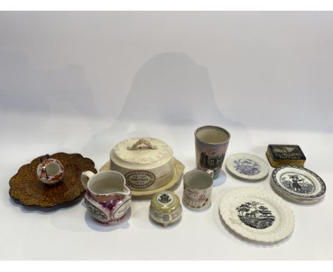 A Victorian Scott Brothers of Southwick Pottery, Sunderland 'Paisley' plate, 25cm diameter and various other local pottery to