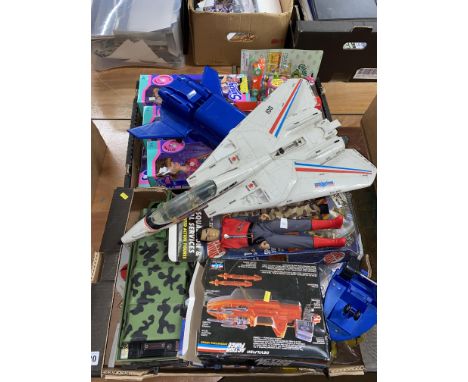 Two boxes of sealed vintage toys including Sindy dolls and Action Force