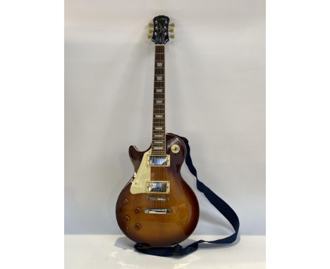 A Gibson Les Paul Epiphone left handed electric guitar, model S5115887, with soft case
