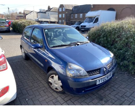 A Renault Clio Expression 16V, three door hatchback, 1149cc, first registered 22nd March 2002, V5, MOT to 4th November 2025, 