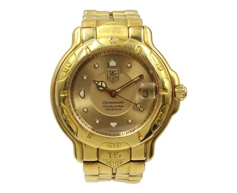 Tag Heuer 6000 gentleman's 18ct gold chronometer automatic bracelet wristwatch, movement no. 9205, serial no. 112459, boxed w