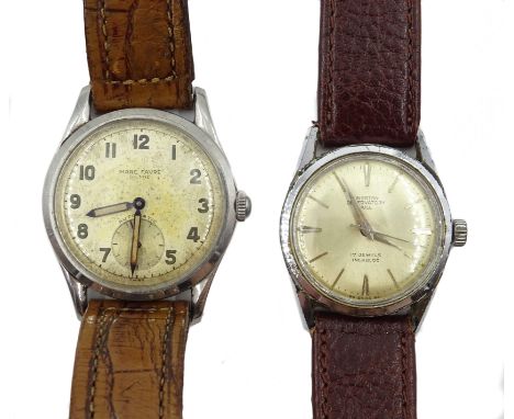 Swiss Kingston Observatory Hull manual chrome and stainless steel wristwatch and a Swiss Marc Favre Bienne stainless steel wr