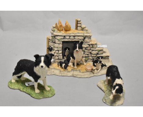 A group of three Border Fine Arts studies, including; border collie A24204 and sweep JH58, AF.