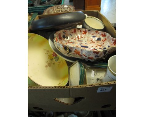 Box of assorted china to include various floral and other bowls and dishes, Royal Kendal field flowers teaware items, commemo