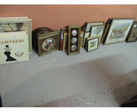 Large collection of assorted furnishing prints, ceramic plaques, watercolours, advertising mirror etc.