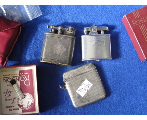 Two cigarette lighters to include vintage Dunhill "Unique" sports lighter, a Ronsen standard cigarette lighter in original po