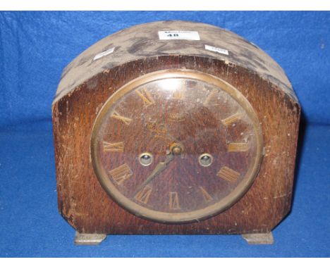 Mid 20th Century oak two train mantle clock.