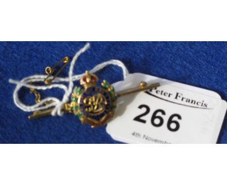9ct gold and enamel Royal Engineers Army sweethearts brooch. CONDITION REPORT: 5 grams