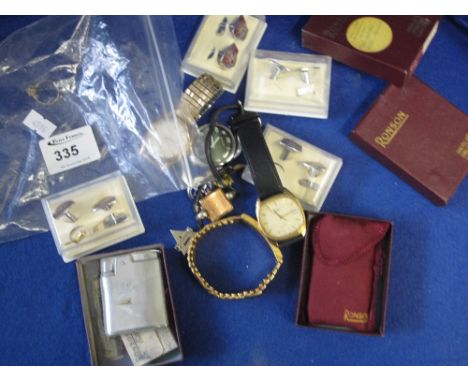 Bag of assorted costume jewellery, cufflinks, Gents watches etc.