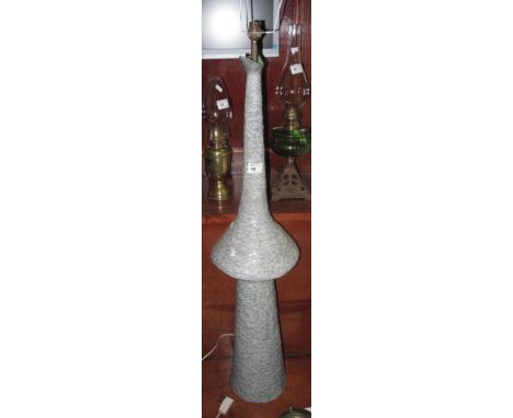 Large Italian factory pottery tall stylized tapering cylinder baluster glazed floor lamp.