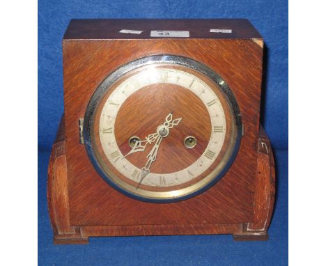 Mid 20th Century oak two tain mantle clock.
