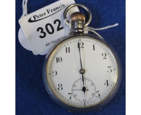 ALD Birmiungham Silver open faced keyless gents pocket watch with enamel face and seconds dial. CONDITION REPORT: Not tested 