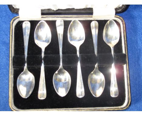 Cased set of six silver egg spoons.  Sheffield hallmarks.