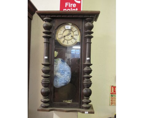 Early 20th Century stained two train Vienna type wall clock.