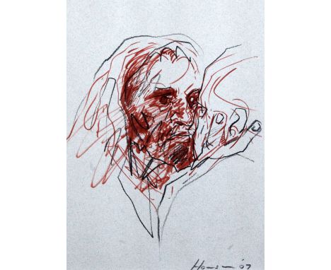 Peter Howson OBE (1958-)black chalk and sepia ink,Study of a bearded man,signed and dated '07,11.5 x 8.75in.