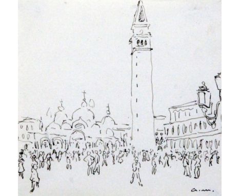 Albert Marquet (1875-1947)pair of pen and ink drawings,Hotel Kovalis, c.1932 and Piazza San Marco, Venice 1936,initialled,4 x