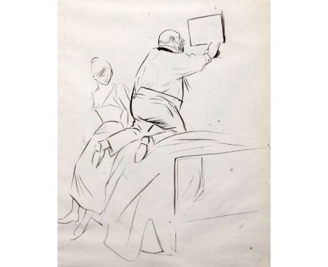 Jean-Louis Forain (1852-1931)pen and ink,La Partie de Campagne,Connaught Brown label verso,11.5 x 7.5in.