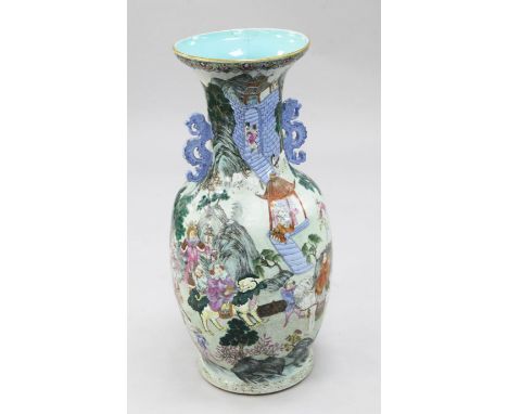 A massive Chinese famille rose 'foreign ambassadors' vase, Daoguang period (1821-50), finely painted to one side with a scene