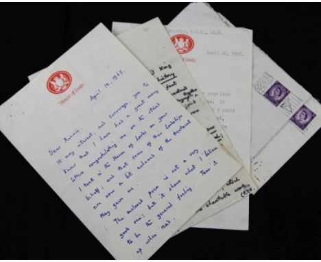 The Krays: Autograph letters from Lord Boothby and ephemera relating to the Frank Mitchell murder trial, including: a hand-wr