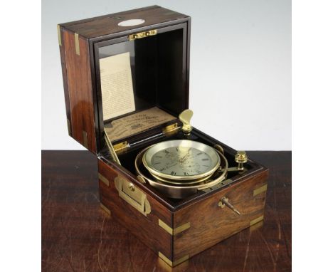 A Victorian two day marine chronometer, by Richard Hornby of Liverpool, No.1034, with brass inset rosewood case and silvered 