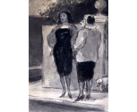 Edward Ardizzone RA (1900-1979)pen, ink and wash,'Car Tarts on a Maida Vale corner' c.1958,initialled,10 x 7.5in.