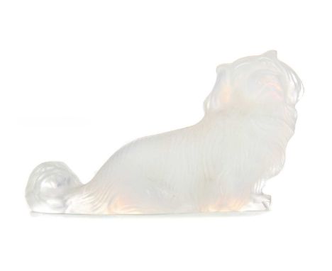 FRENCH ART DECO OPALESCENT MOULDED GLASS FIGURE OF A PEKINGESE BY SEVRES,signed to base, 10cm longThere is a &nbsp;small nick