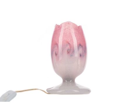 TULIP TABLE LAMP BY VASART,in graduated mottled pink colourway, 25.5cm high