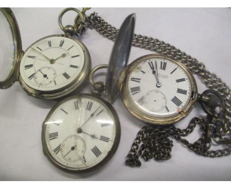 Three pocket watches to include a late 19th century silver cased watch 