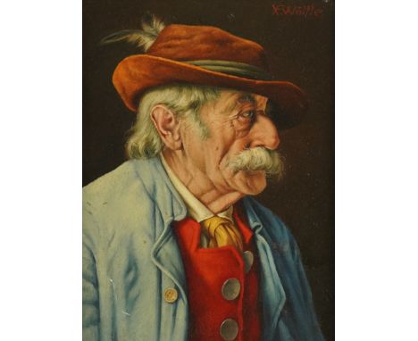FRANZ XAVER WOLFLE (GERMAN, 1887-1972)Portrait of a man signed 'FX Wolfle' (upper right) oil on board 18 x 14cm  Provenance P
