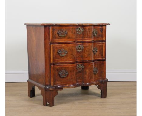 AN 18TH CENTURY DUTCH WALNUT SERPENTINE FRONTED THREE DRAWER COMMODE81cm high; 46cm deep; 78cm high