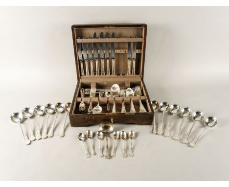 A SILVER PART CANTEEN OF TABLE FLATWAREComprising; twelve soup spoons, Sheffield 1923, six table forks, Sheffield 1923, five 