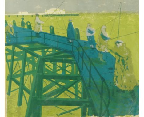 BERNARD CHEESE (BRITISH, 1925-2013)Fishing Off the Pier
signed, dated and numbered in pencil 'Cheese '52 4/10' (lower right)
