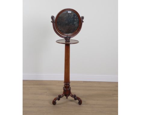 WILLIAM IV MAHOGANY SHAVING STANDOn tripod base, 55cm wide