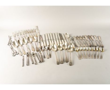 A GROUP OF PLATED FLATWARE (QTY)To include; two pairs of grape scissors, two pairs of nut crackers, two nut picks, five knive