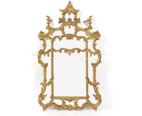 A GILT FRAMED MARGINAL WALL MIRROR OF CHINESE CHIPPENDALE DESIGN20th century, 80cm wide; 136cm highProvenance: A House on Bel