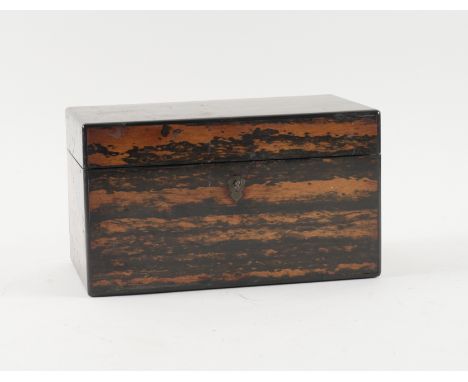 TOULMIN AND GALE; A 19TH CENTURY RECTANGULAR COROMANDEL TEA CADDYWith twin lidded canister interior, 25cm wide; 14cm deep; 15